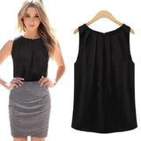 Women Chiffon Sleeveless Round Neck Blouse