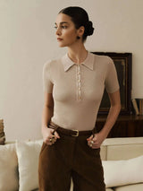 Women's Ribbed Short Sleeve Pullover