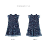 Front and back view of LOUIS YAO Sparkling Dress, a mini summer outfit with flounced edge detail.