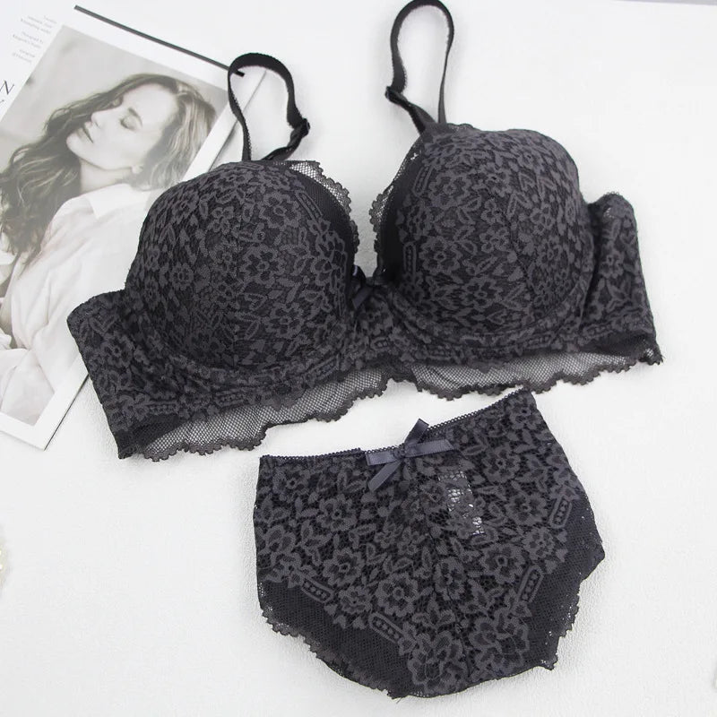 Women Plus Lace Bra Set