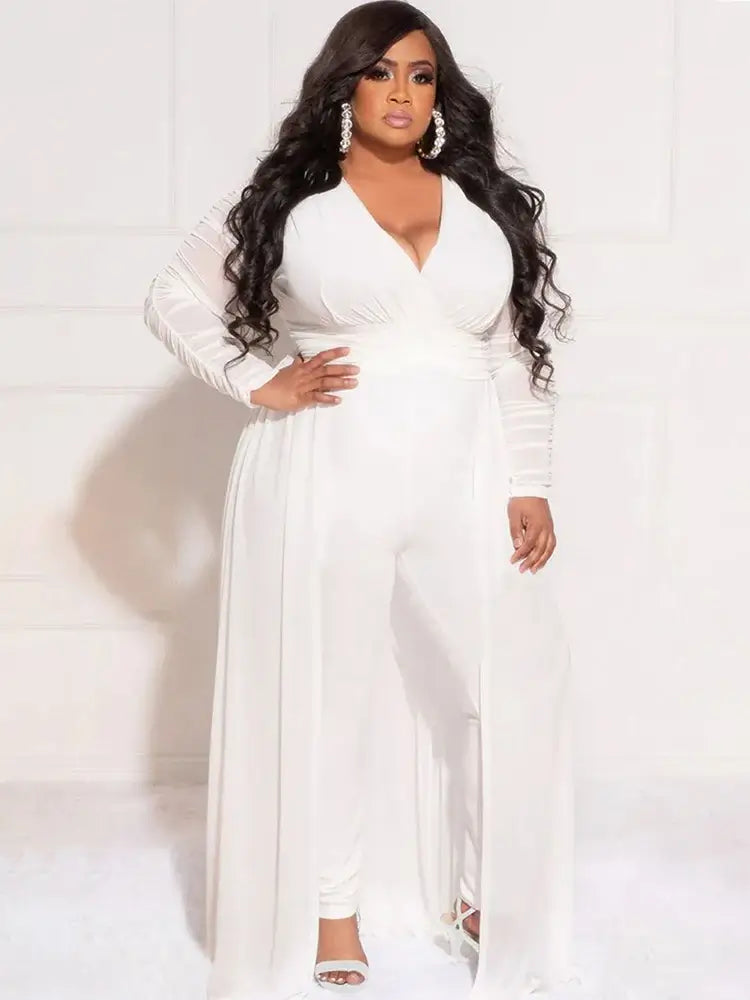 Women Mesh Lace Sleeve Pants Set