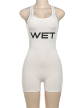 SportMuse™ – Letter Print Slim Sport Romper (Dynamic, Casual & Stretchy)