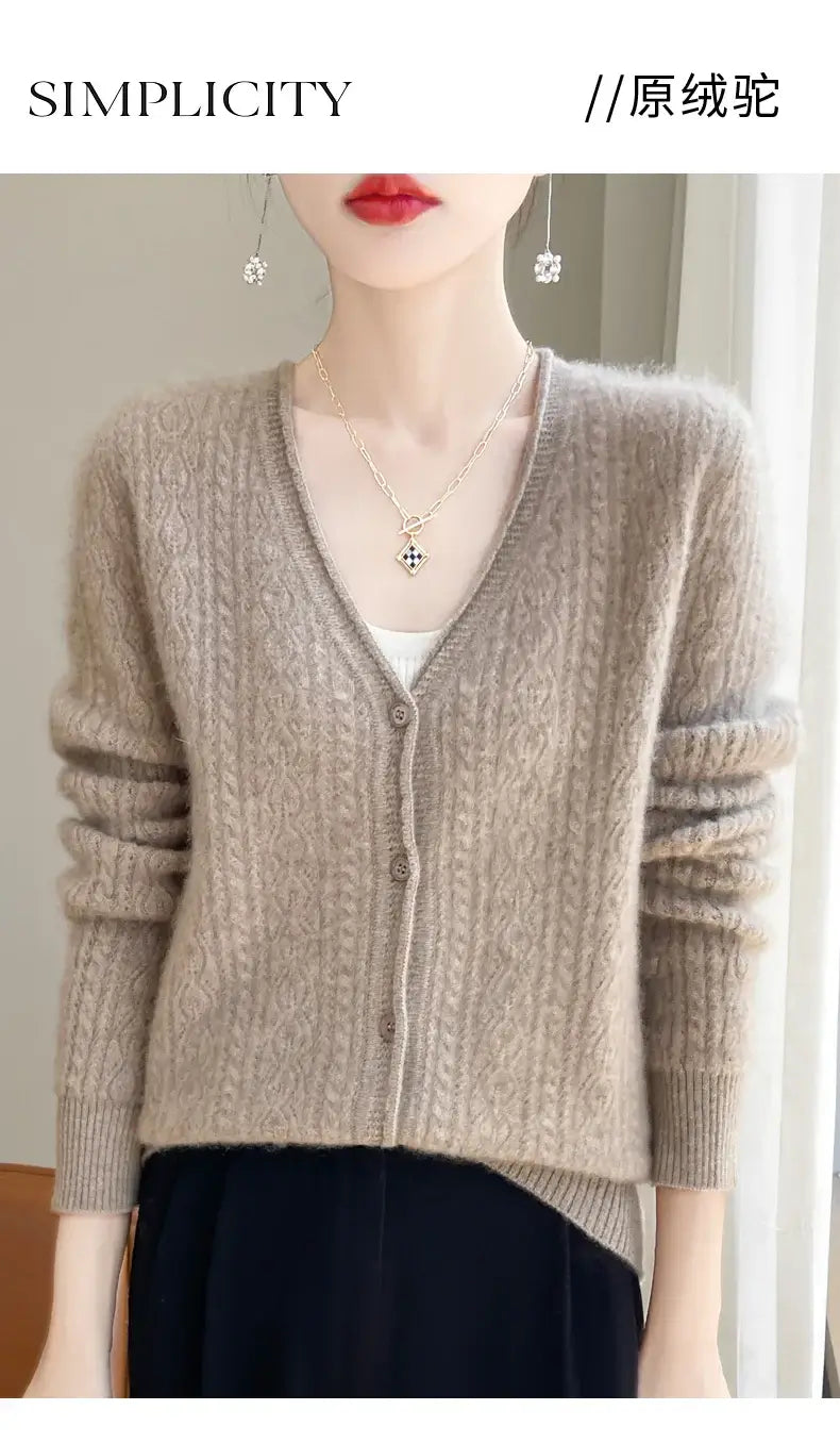 Women Merino Wool Cashmere Cardigan