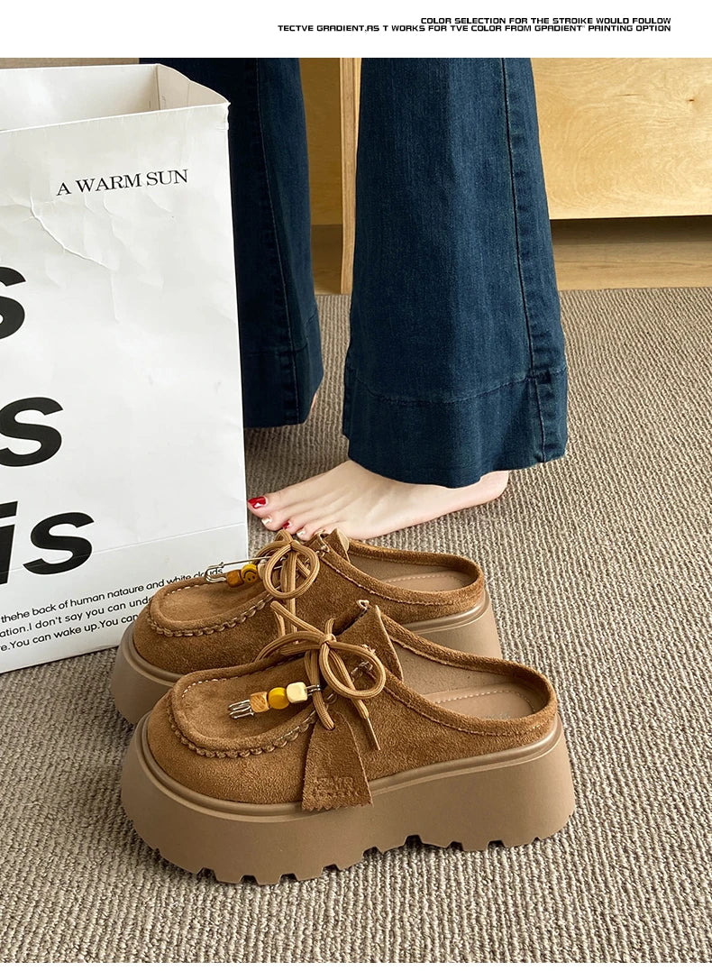 Women’s Retro Platform Half-Slipper Loafers