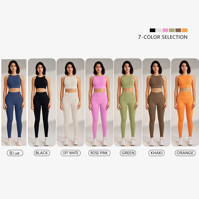 Women High Waist Leggings & Top Set