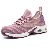 Women Safety Shoes Pink Steel Toe Sneakers