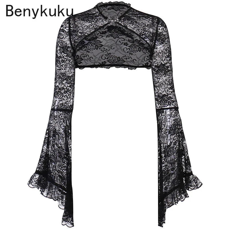 Gothic Black Sheer Bolero Shrug Jacket