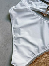 Women Metal Ring Bandeau Swimsuit