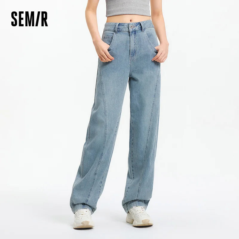 Women Curved Hem Loose Tapered Pants