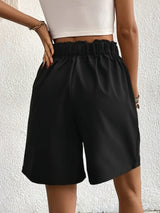 Women Plus Size Pleated High Waist Shorts