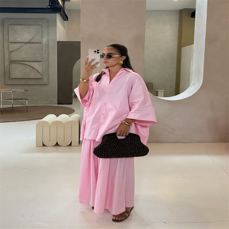 Women Cotton Wide Leg Pant Set