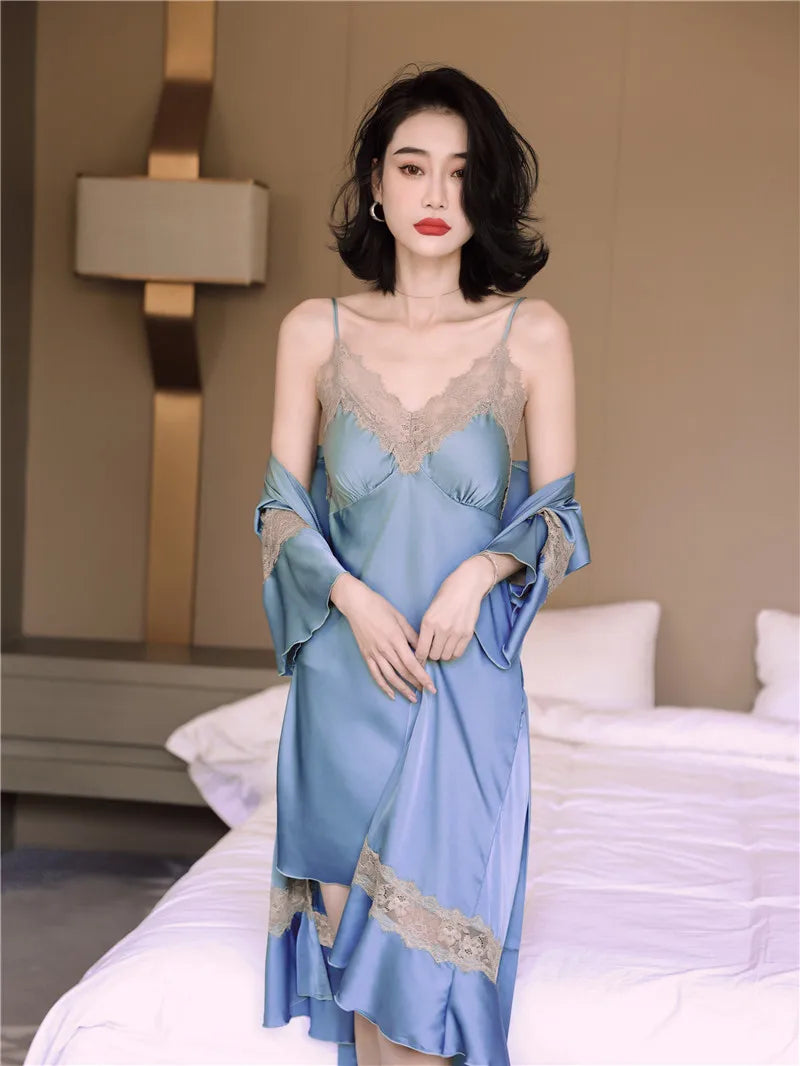 Women Ice Silk Nighty Pajamas