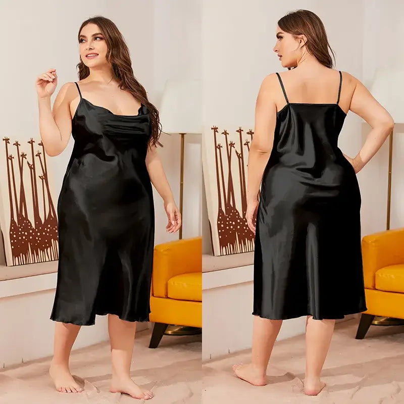 Women Satin Chemise Nightdress Plus Size Sleepwear