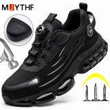 Men Rotating Button Steel Toe Safety Shoes