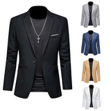 Men Slim Fit Single Button Blazer