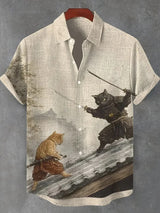 Men’s Funny Cat Lapel Shirt