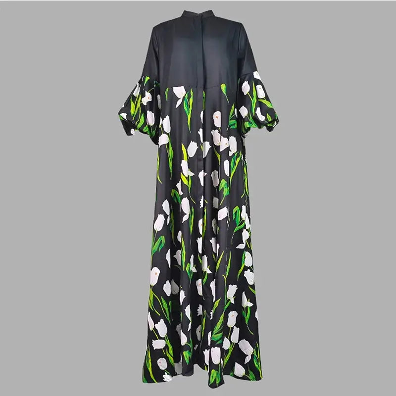 Women Floral Print Trench Coat Dress