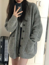 Women V-Neck Knit Cardigan Sweater