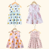 Cute summer dresses for girls, featuring colorful prints and knee-length designs, perfect for ages 4-6 years.