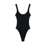 Women Ribbed Strappy Snap Bodysuit