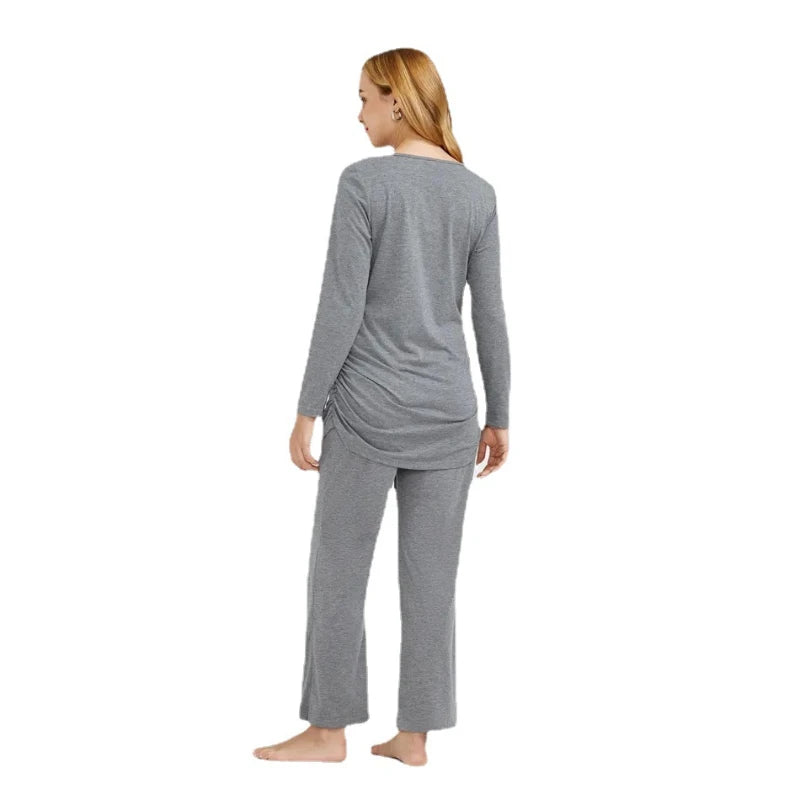 Long Sleeve Nursing Maternity Pajamas