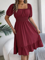 Women Square Neck Summer Dress