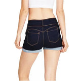 Women Denim Waistband Stretch Shorts