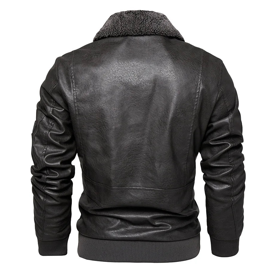 Men's Plus Size PU Motorcycle Suit – Fleece Jacket