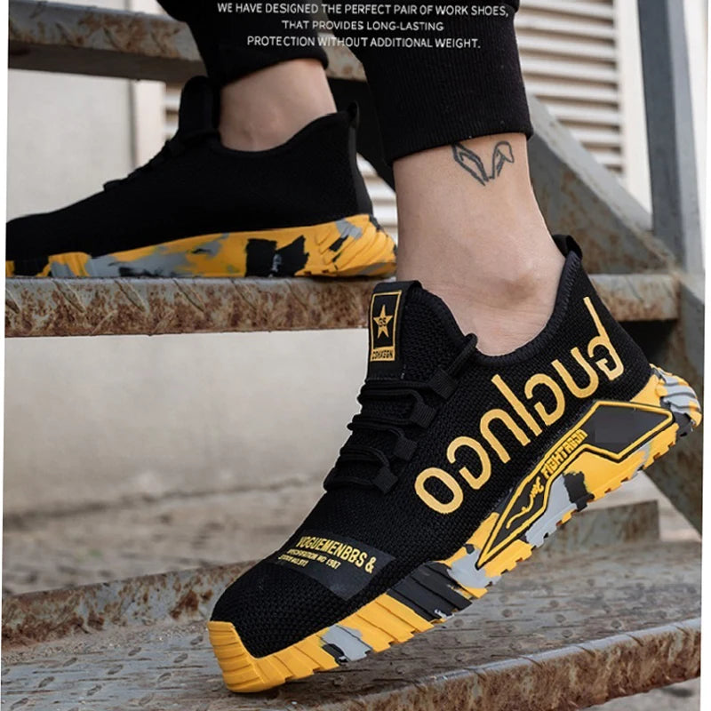 Men Anti-Puncture Reinforced Sole Safety Shoes