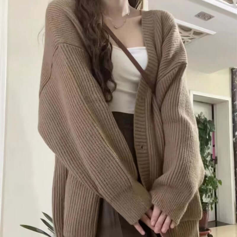 Women V-Neck Knit Cardigan Sweater