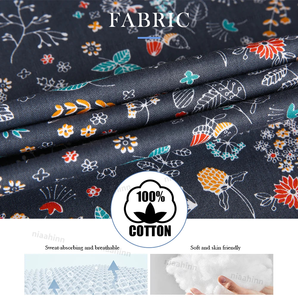 Close-up of floral printed cotton fabric, soft and breathable, ideal for nursing scrub tops.