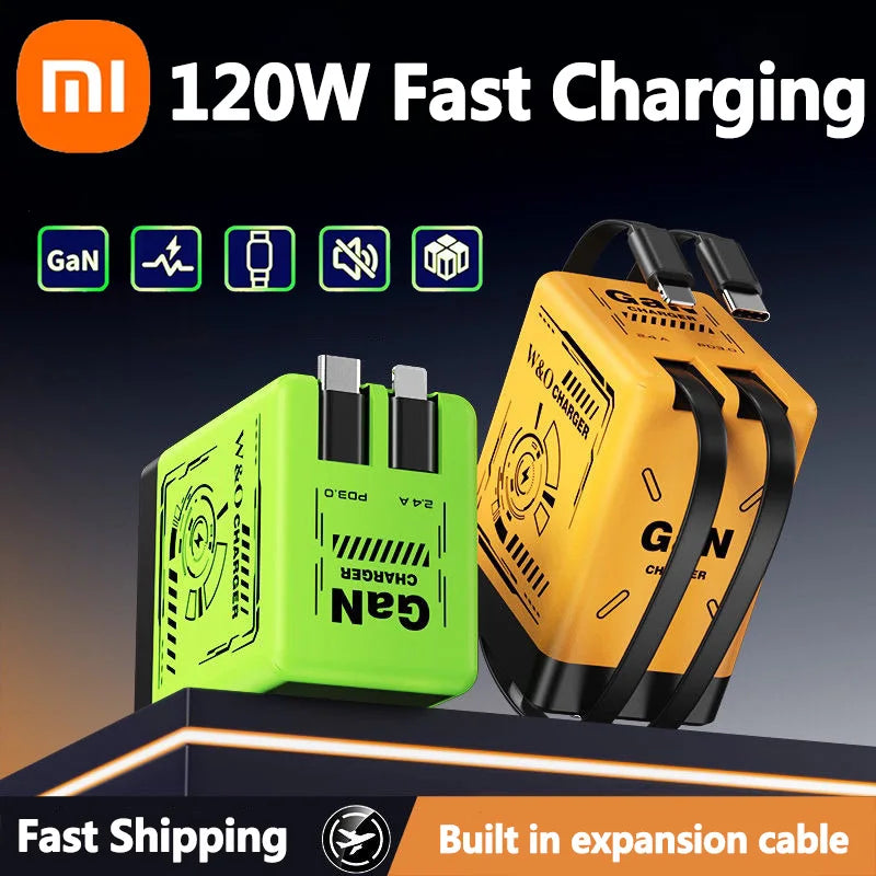 120W Fast Charger with Type-C & Lightning Cable