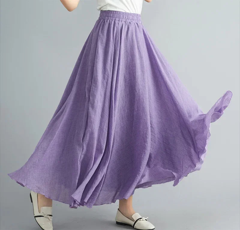 Women Linen Maxi Skirt