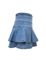PatchSkirt™ – Ruched Pleated Denim Skirt (Streetwear, Button Detail)