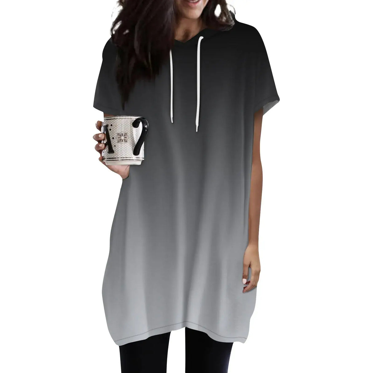 Women Oversized Short Sleeve Hoodie