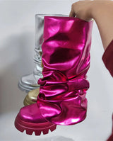 Women Mid Calf Boots Plush Lined Winter Shoes