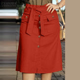 Women Buttoned Cargo Skirt