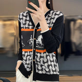 Women's Silk Print Wool Cardigan