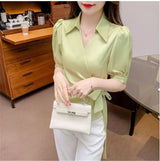 Chiffon V-Neck Short Sleeve Women's Jacket