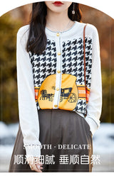 Women's Printed Stitching Wool Cardigan