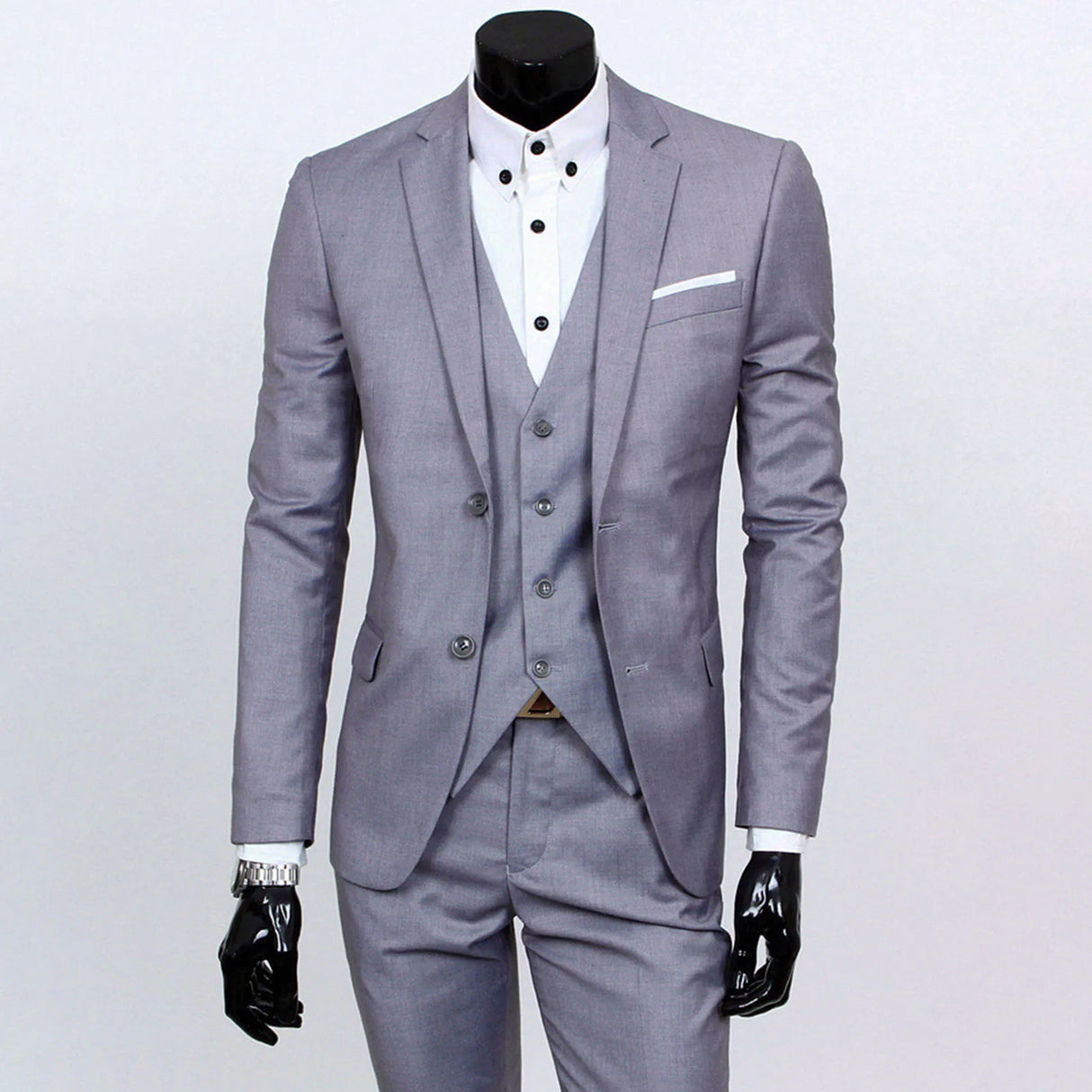 Men Slim Fit 3-Piece Formal Suit