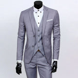 Men Slim Fit 3-Piece Formal Suit