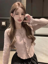 Women Cropped Floral Knit Cardigan