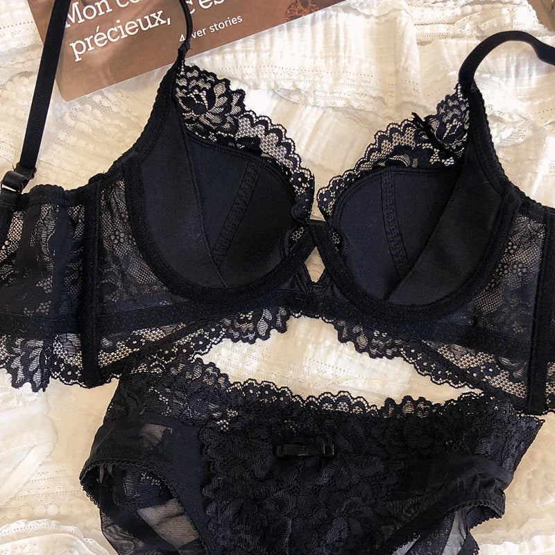 Women Hollow Lace Bra Set