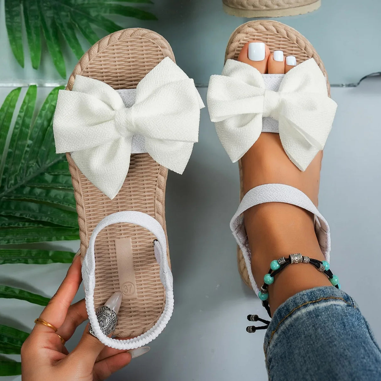 Women Casual Bow Tie Sandals Summer Flats