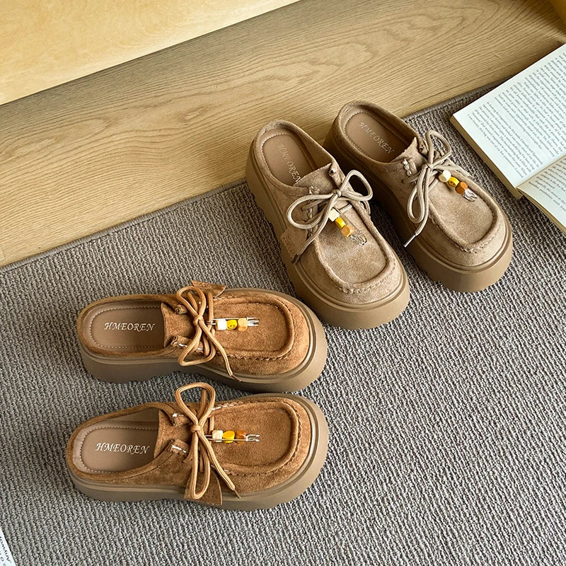 Women’s Retro Platform Half-Slipper Loafers