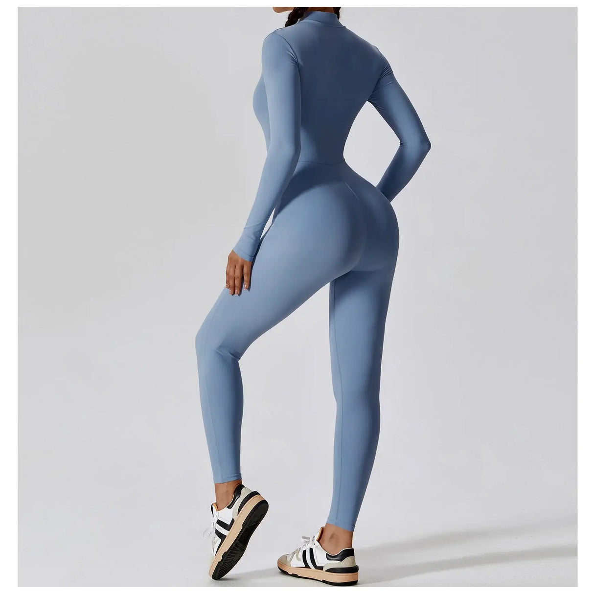 Women Fitness Zipper Long Sleeve Jumpsuit
