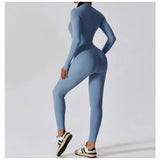Women Fitness Zipper Long Sleeve Jumpsuit