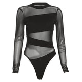 Women Hollow Mesh Club Bodysuit