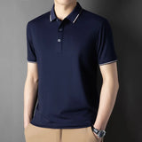 Men Luxury Silk Cotton Polo Shirt